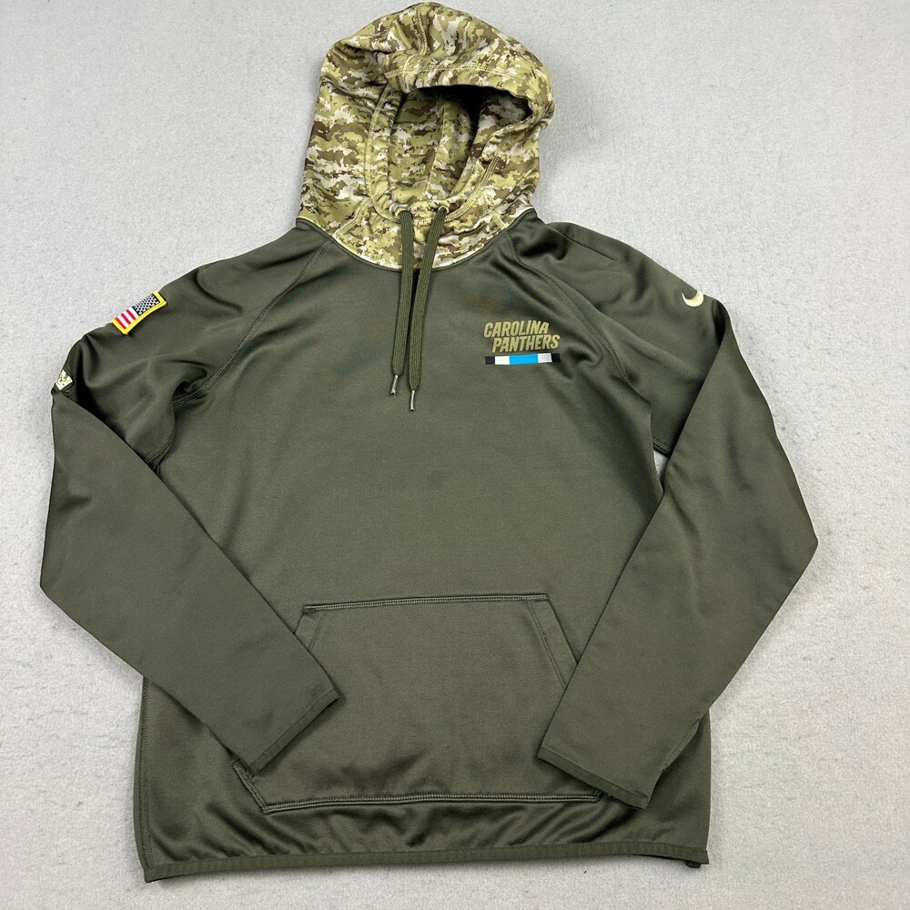 Carolina Panthers Hoodie Men Small Green Camo Nike On Field Salute Service S *